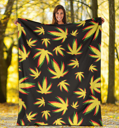 Pot Leaf Pattern Print Design A02 Premium Blanket