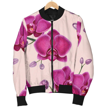 Orchid Pattern Print Design A02 Men Bomber Jacket