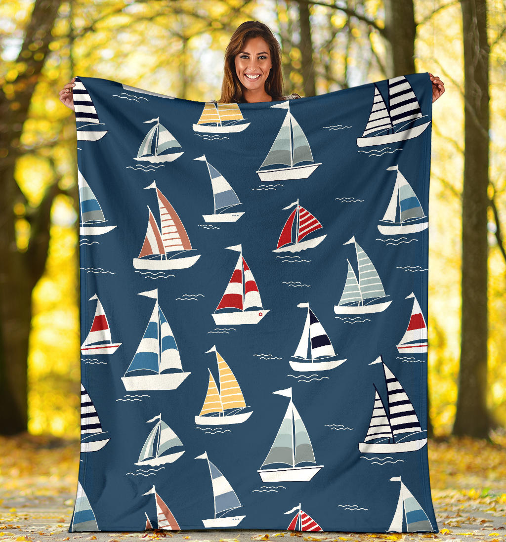 Sailing Ships Pattern Print Design A04 Premium Blanket