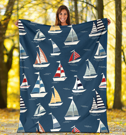 Sailing Ships Pattern Print Design A04 Premium Blanket