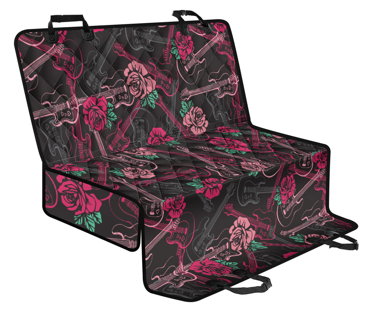 Bass Guitar Pink Rose Pattern Print Design 01 Rear Dog Car Seat Cover Hammock