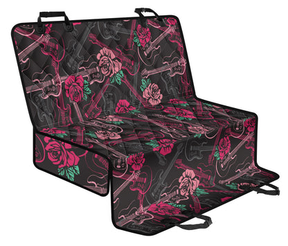 Bass Guitar Pink Rose Pattern Print Design 01 Rear Dog Car Seat Cover Hammock