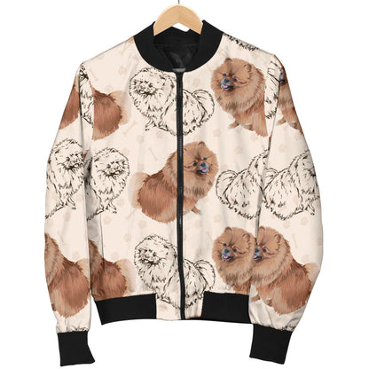 Pomeranians Pattern Print Design A01 Men Bomber Jacket