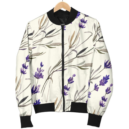 Lavender Pattern Print Design 01 Men Bomber Jacket