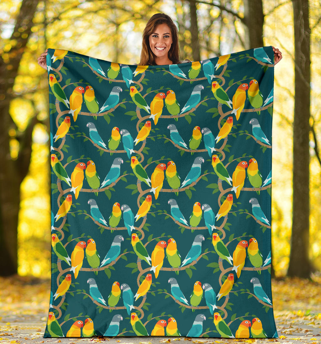 Lovebird Pattern Print Design 02 Premium Blanket