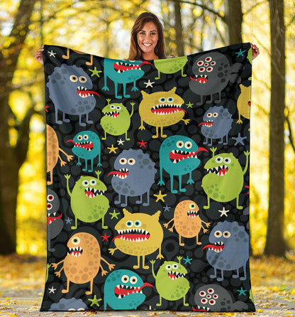 Monster Pattern Print Design 01 Premium Blanket