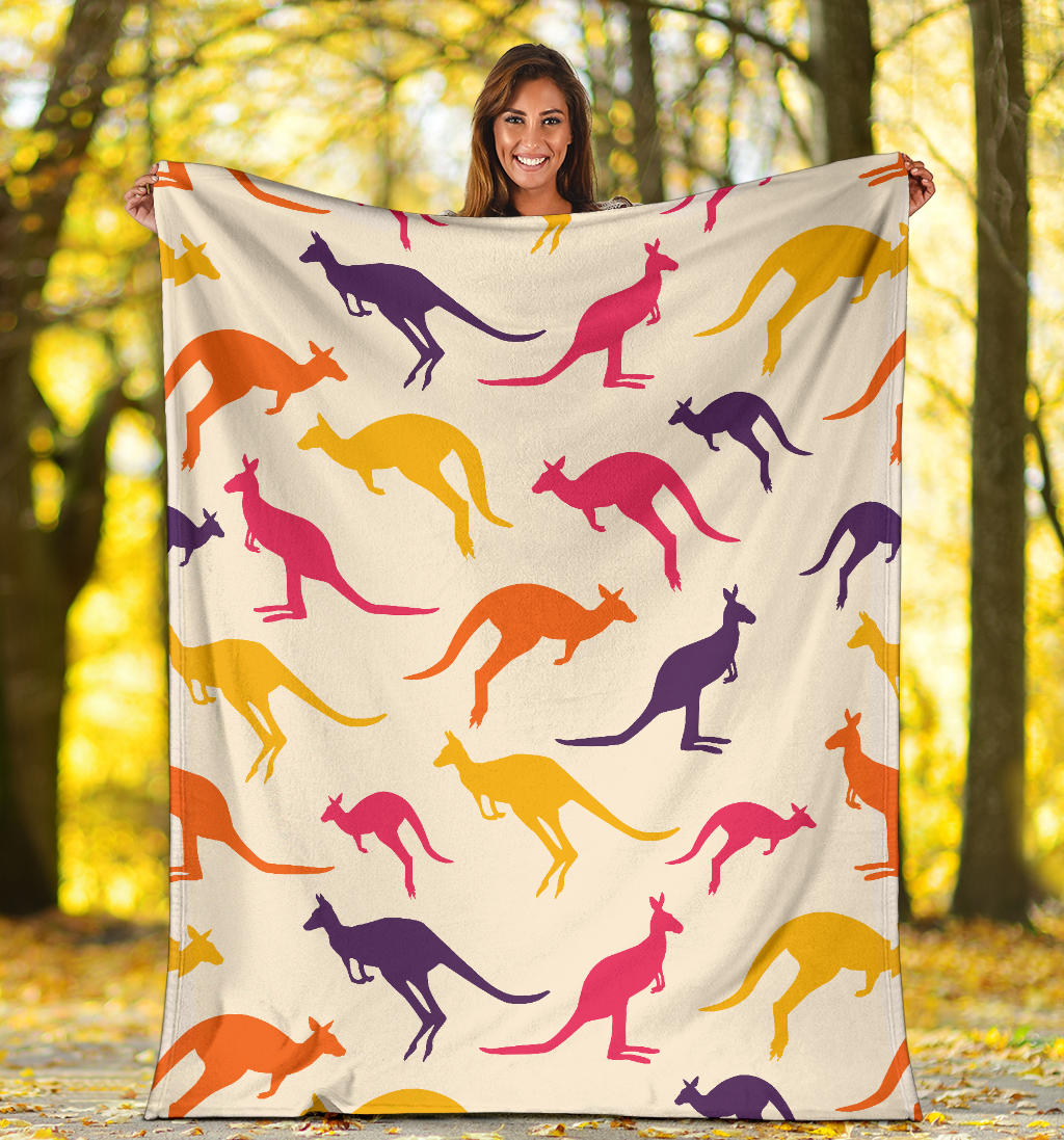 Kangaroos Pattern Print Design 01 Premium Blanket