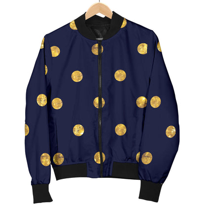 Polka Dot Gold Blue Pattern Print Design 02 Men Bomber Jacket