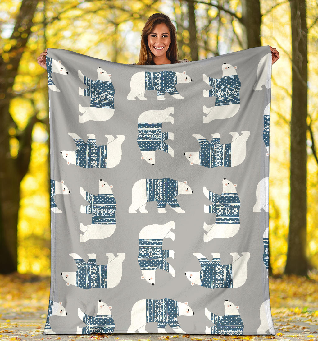 Polar Bear Pattern Print Design A03 Premium Blanket