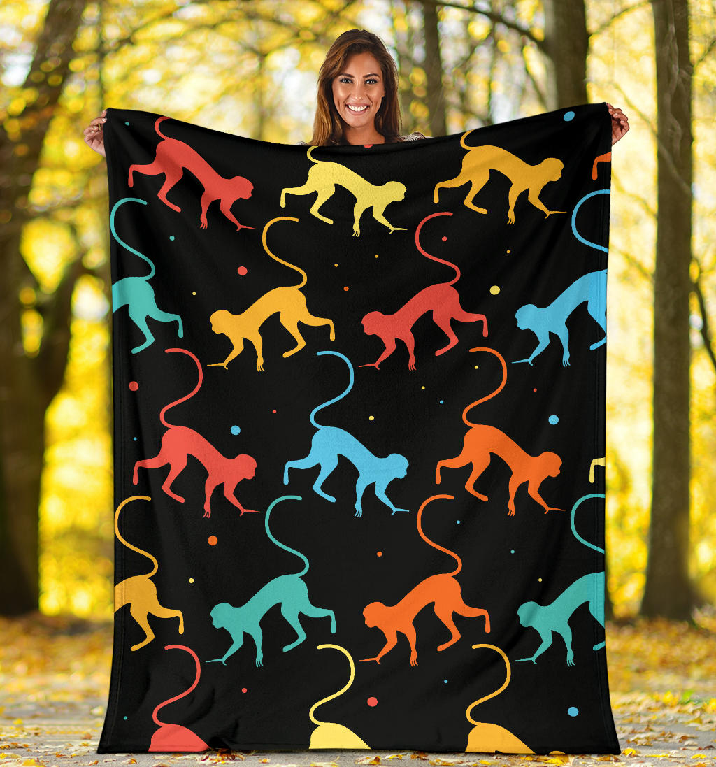 Monkey Pattern Print Design 01 Premium Blanket