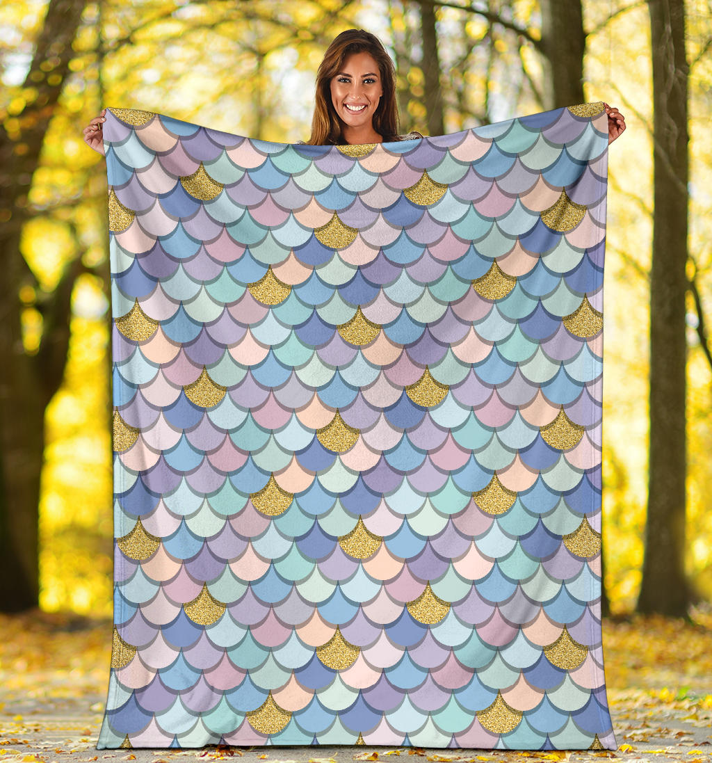 Mermaid Scales Pattern Print Design 05 Premium Blanket