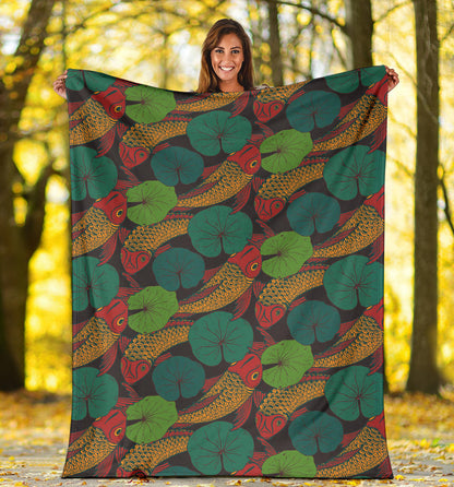 KOI Fish Pattern Print Design 01 Premium Blanket