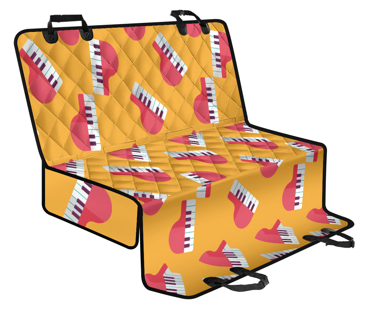 Piano Pattern Print Design 02 Rear Dog Car Seat Cover Hammock