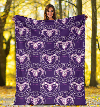 Aries Zodiac Pattern Print Design 02 Premium Blanket