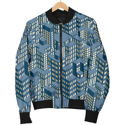 City Pattern Print Design 01 Men Bomber Jacket