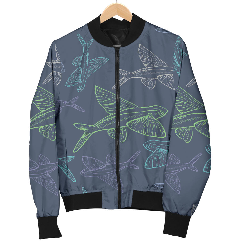 Flying Fish Pattern Print Design 02 Men Bomber Jacket