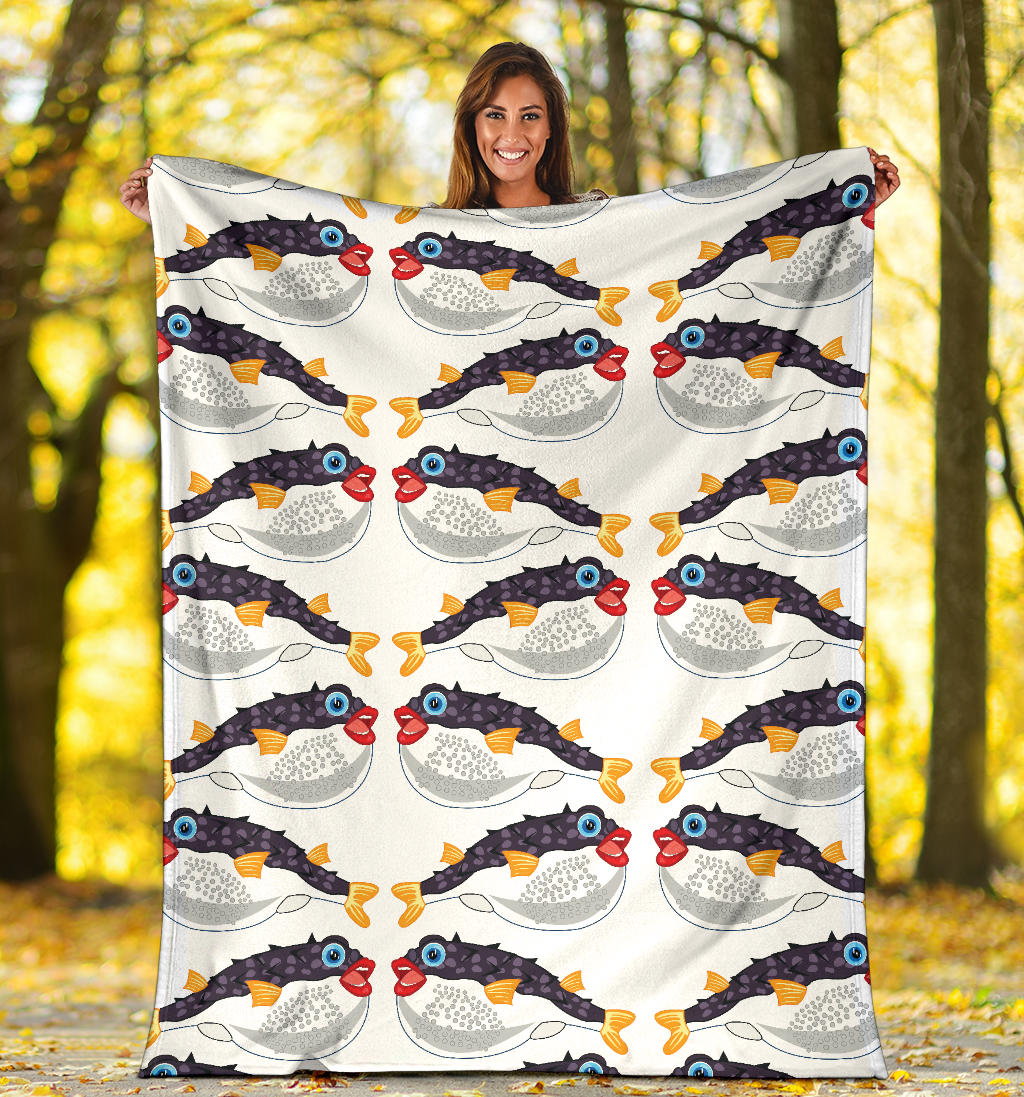 Fugu Pattern Print Design 03 Premium Blanket