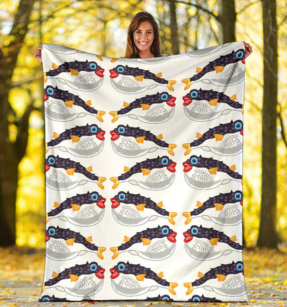 Fugu Pattern Print Design 03 Premium Blanket