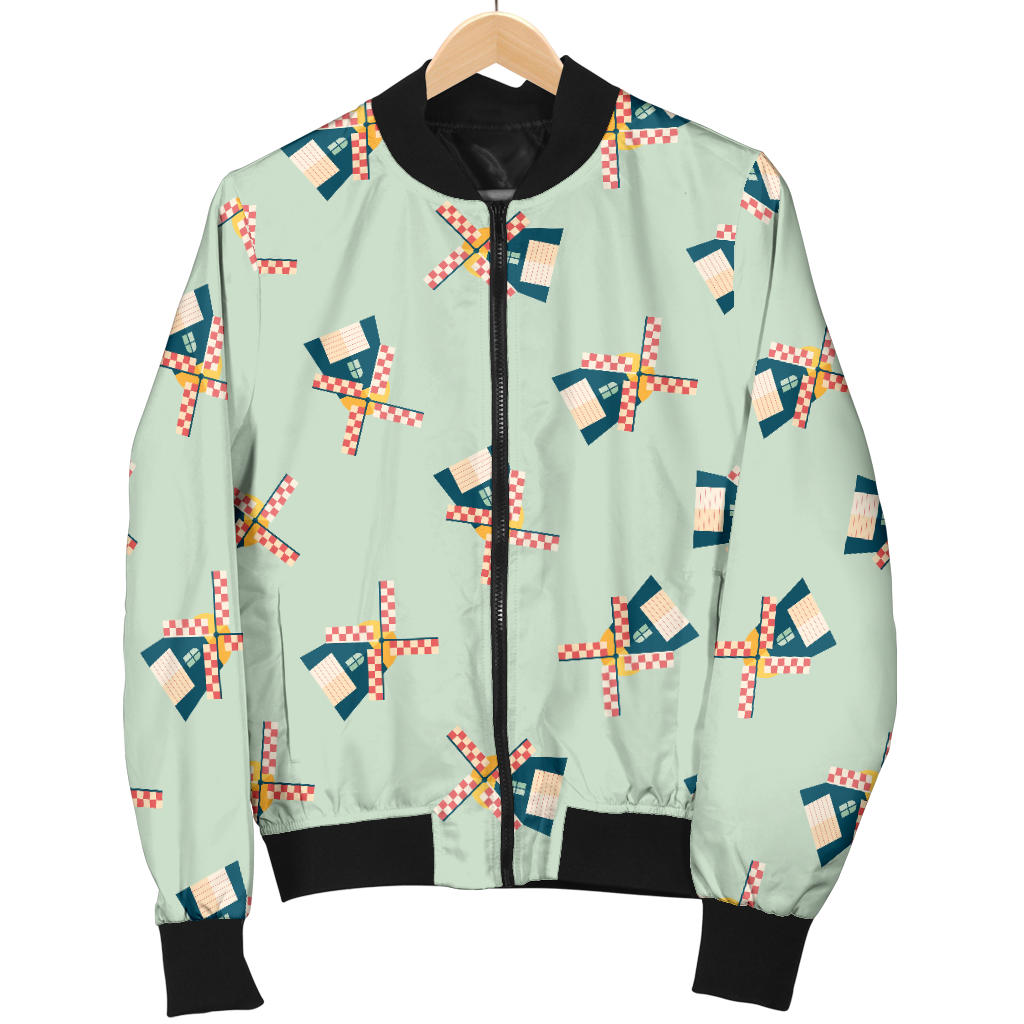 Windmill Pattern Print Design 02 Men Bomber Jacket