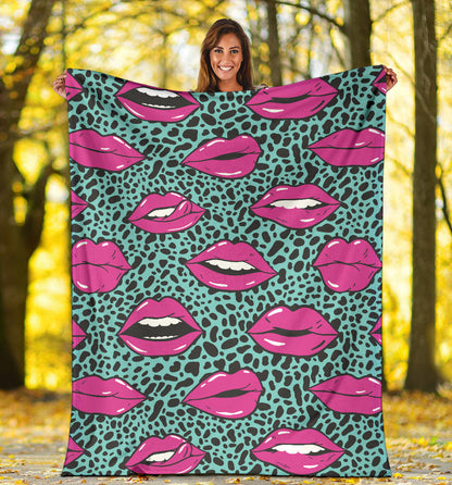 Lip Pattern Print Design 04 Premium Blanket