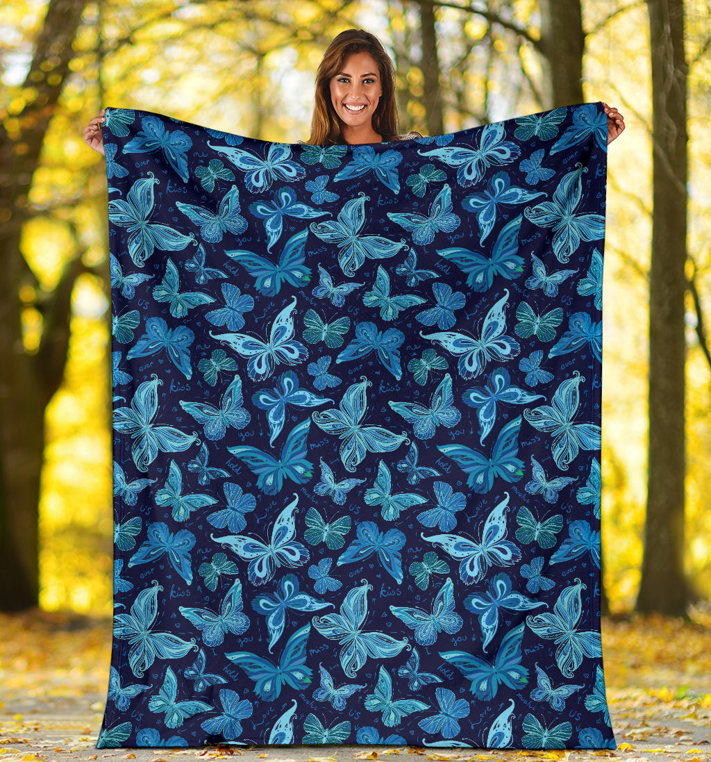 Butterfly Pattern Print Design 03 Premium Blanket