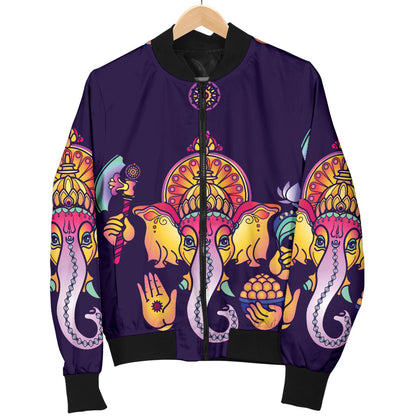 Ganesha Pattern Print Design 04 Men Bomber Jacket