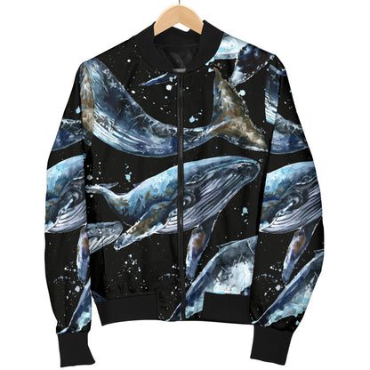 Humpback Whale Pattern Print Design 01 Men Bomber Jacket