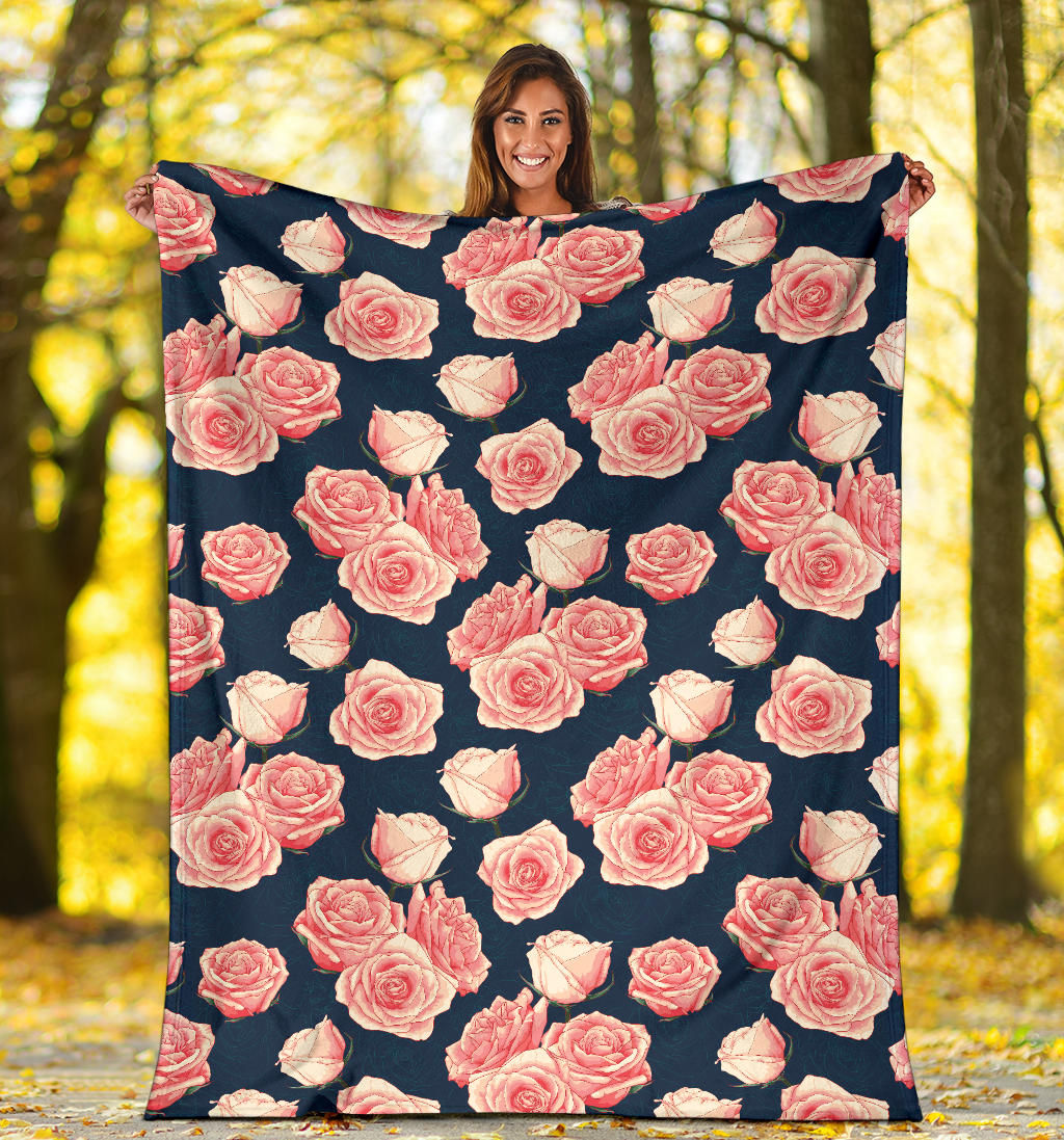 Rose Pattern Print Design A03 Premium Blanket