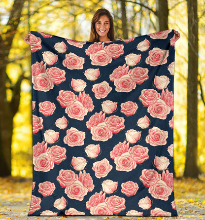 Rose Pattern Print Design A03 Premium Blanket