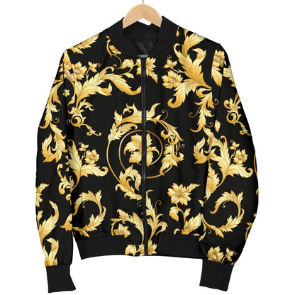 Baroque Golden Pattern Print Design 04 Men Bomber Jacket