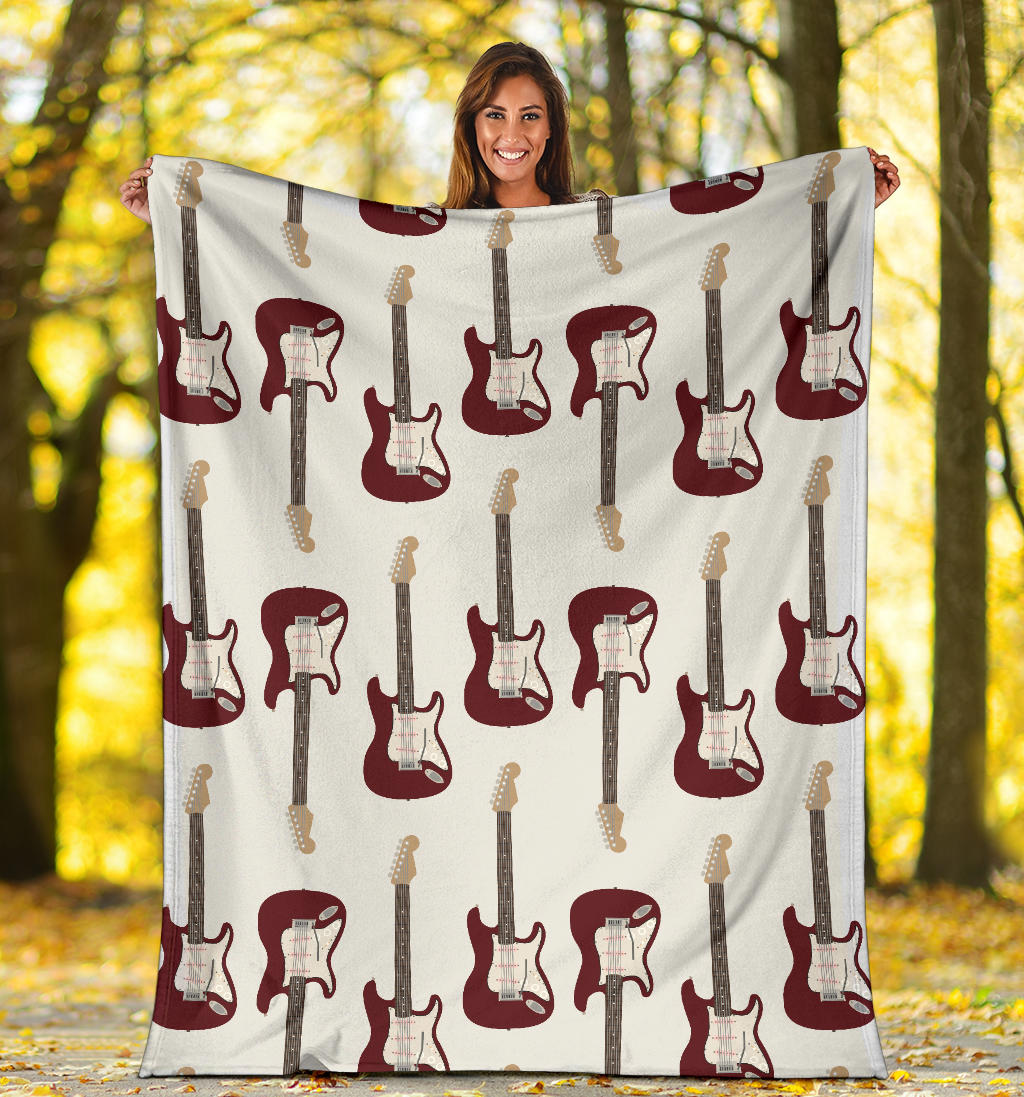 Bass Guitar Pattern Print Design 03 Premium Blanket