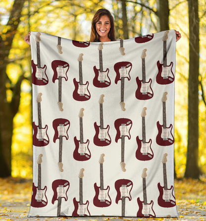 Bass Guitar Pattern Print Design 03 Premium Blanket