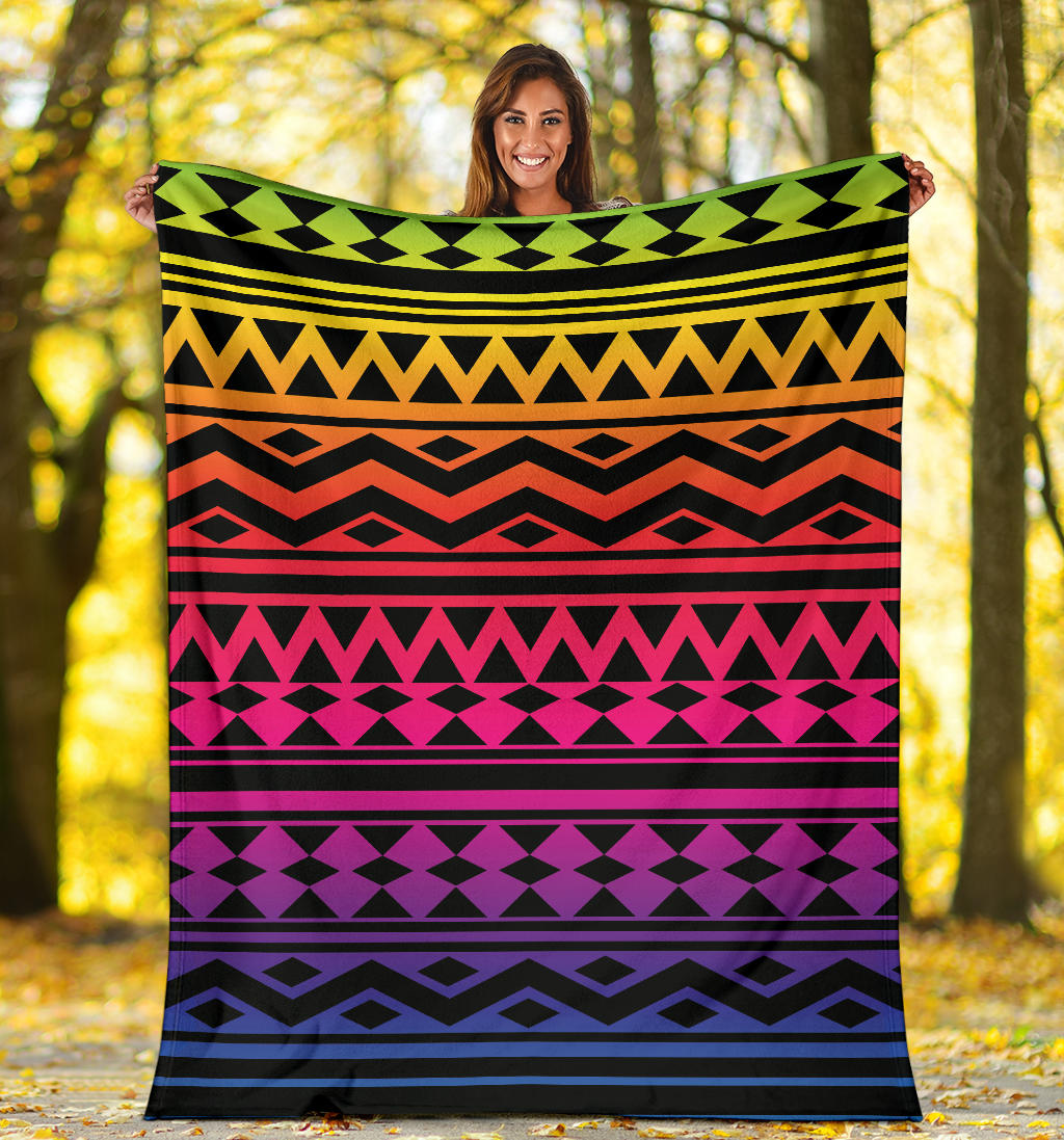 Rainbow Tribal Pattern Print Design A02 Premium Blanket