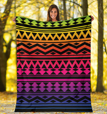 Rainbow Tribal Pattern Print Design A02 Premium Blanket