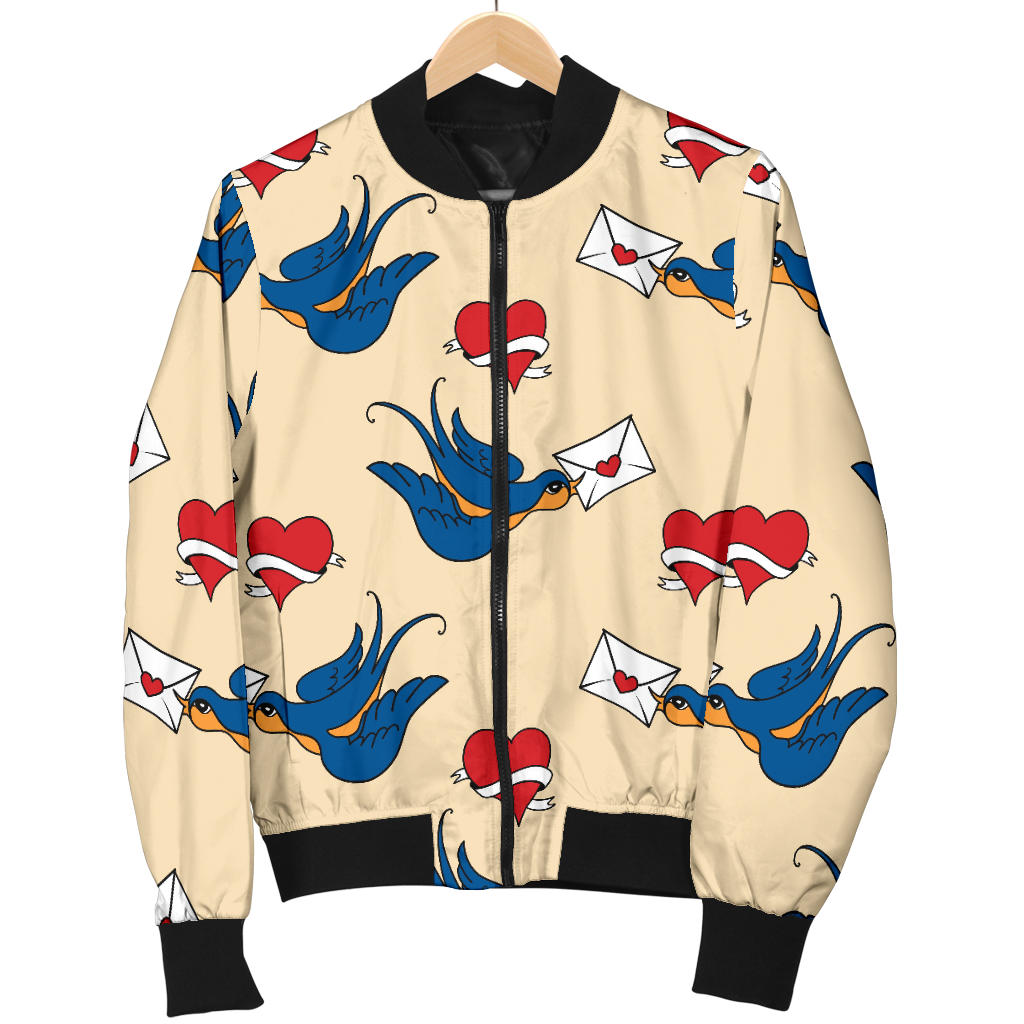 Swallow Bird Pattern Print Design 05 Men Bomber Jacket
