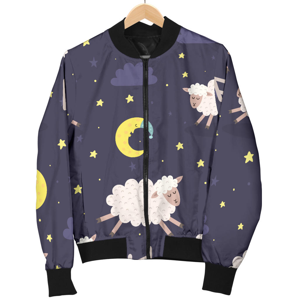 Sheep Night Pattern Print Design 02 Men Bomber Jacket