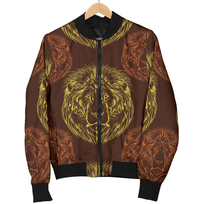 Lion Pattern Print Design 04 Men Bomber Jacket