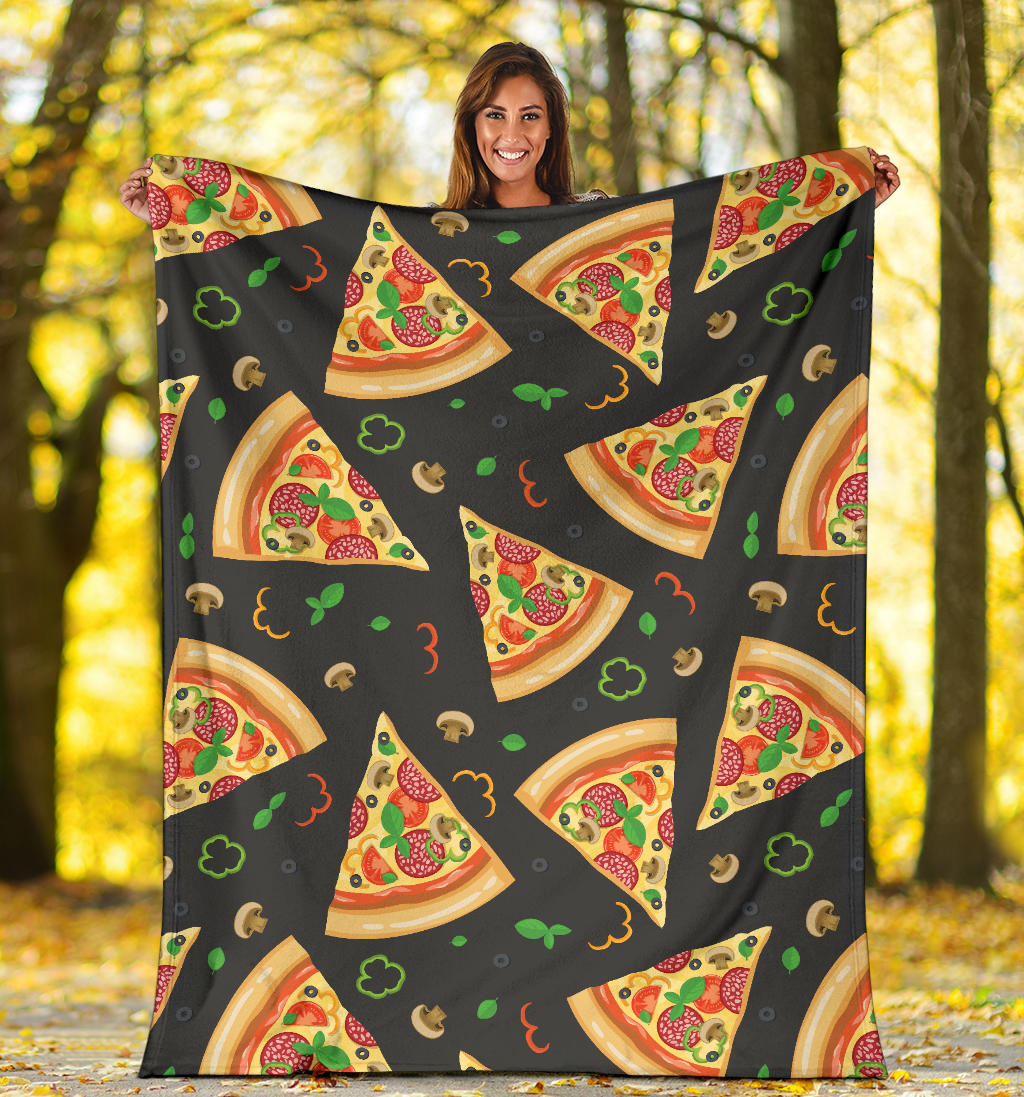 Pizza Pattern Print Design A02 Premium Blanket