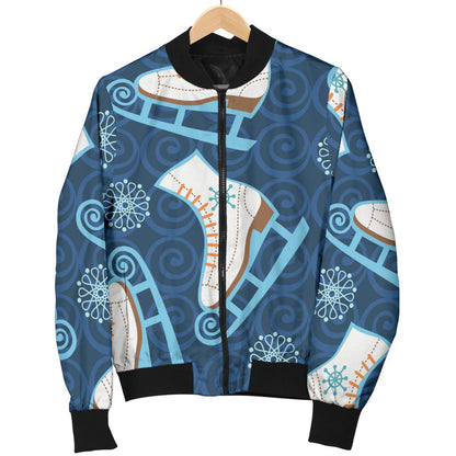 Ice Skate Pattern Print Design 01 Men Bomber Jacket