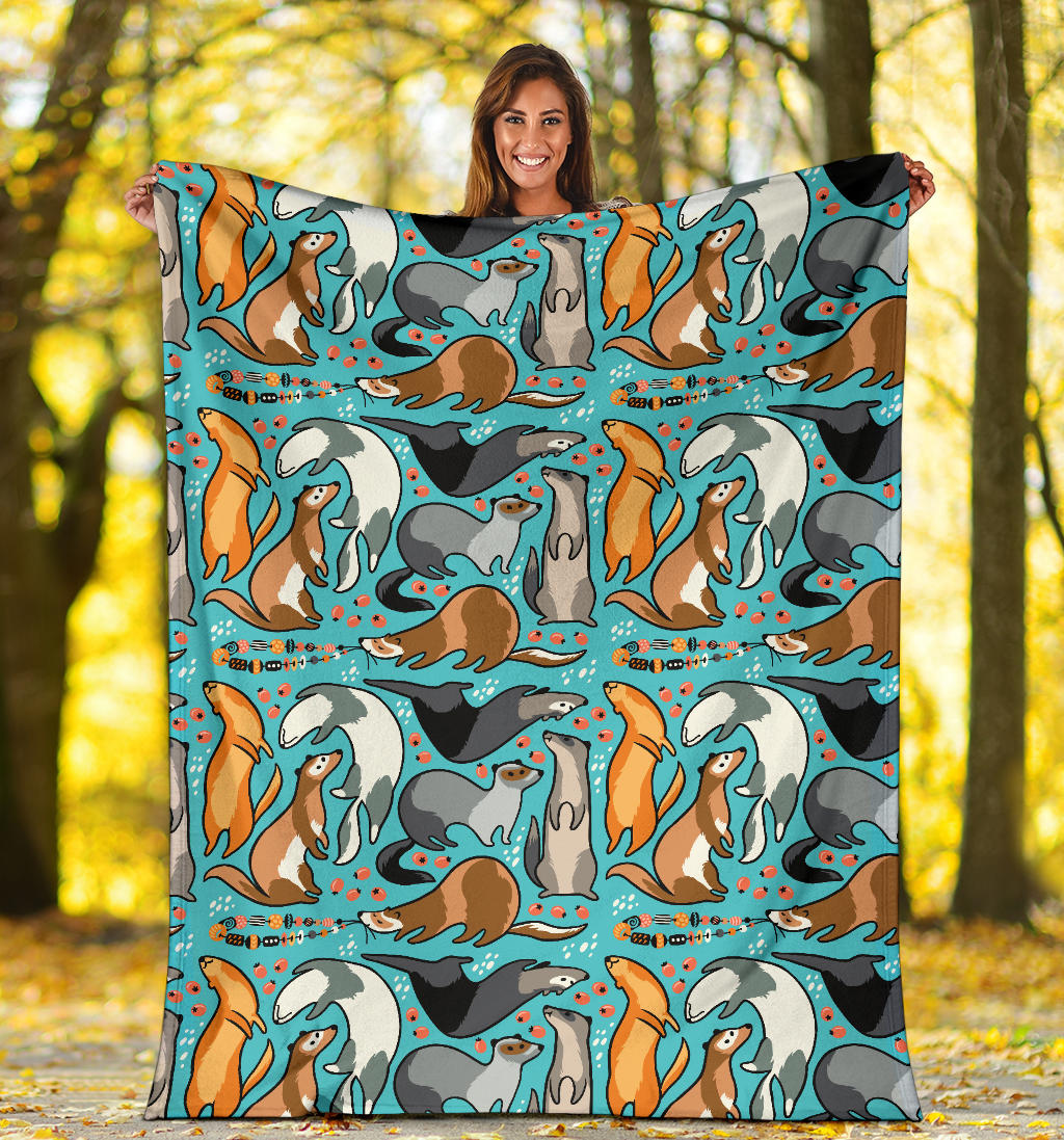 Ferret Pattern Print Design 03 Premium Blanket