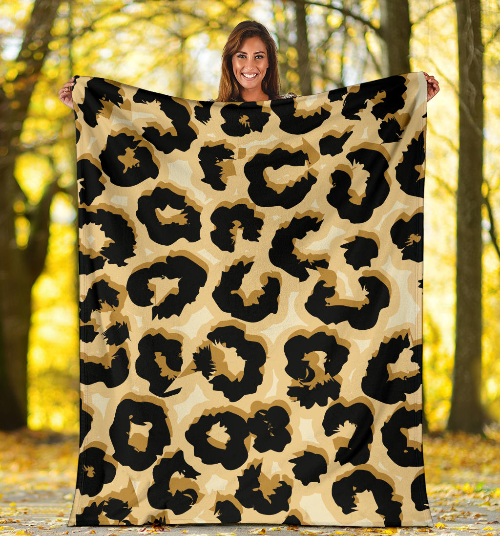 Jaguar Skin Pattern Print Design 02 Premium Blanket