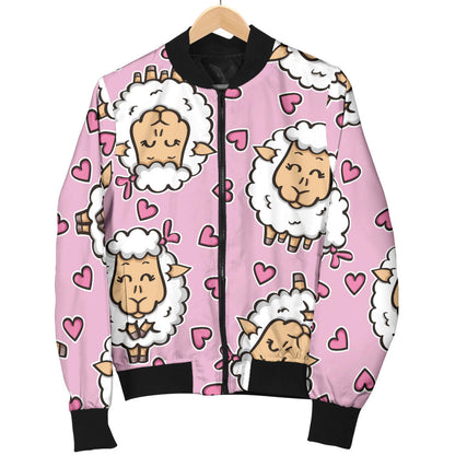 Sheep Cute Pattern Print Design 01 Men Bomber Jacket