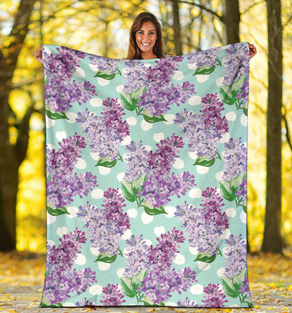 Lilac Pattern Print Design 02 Premium Blanket