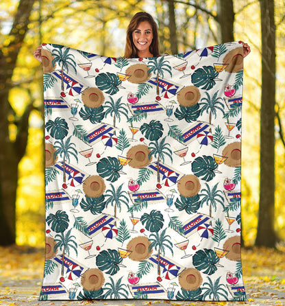 Aloha Hawaii Beach Pattern Print Design 04 Premium Blanket