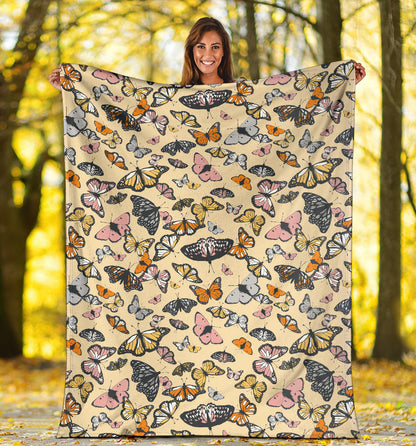Butterfly Pattern Print Design 04 Premium Blanket