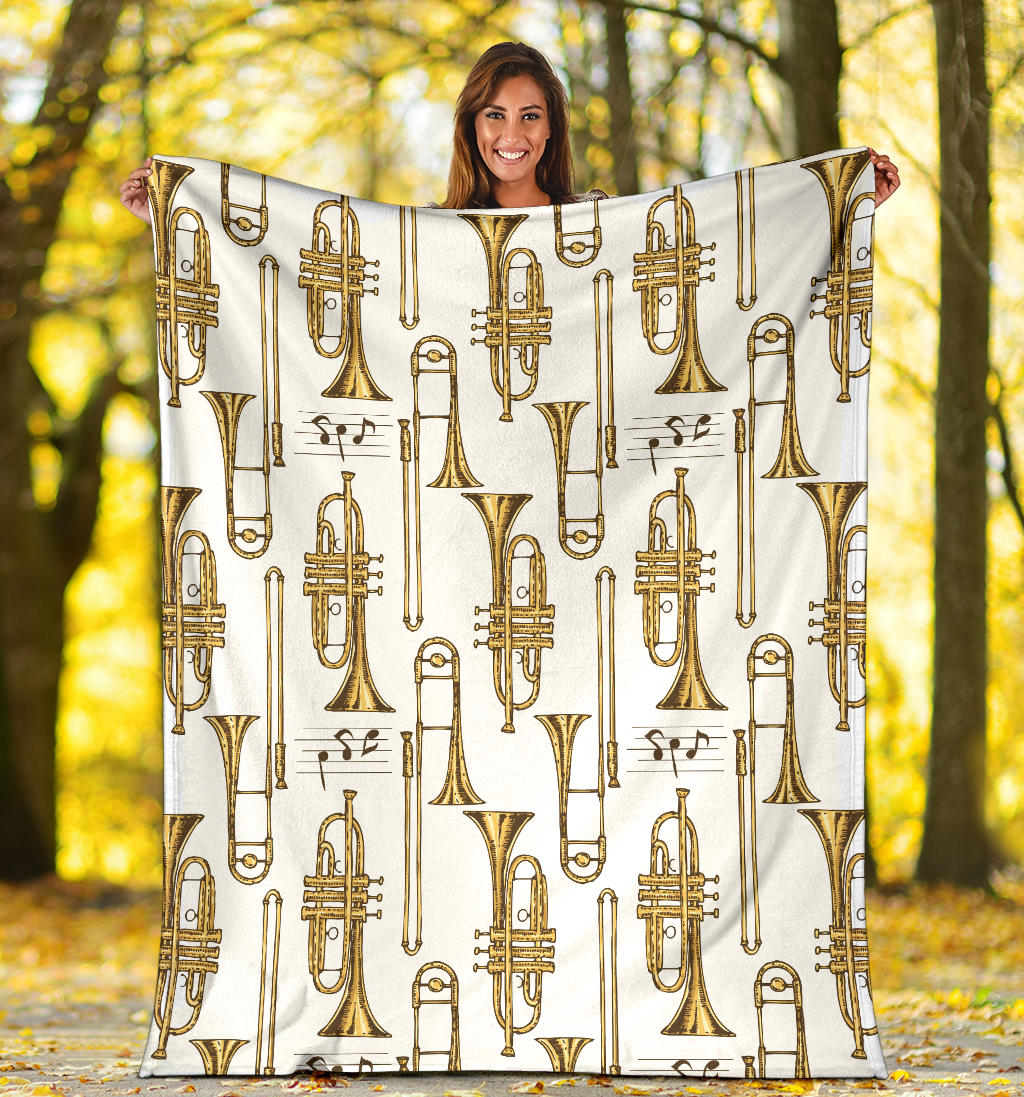 Trombone Pattern Print Design 04 Premium Blanket