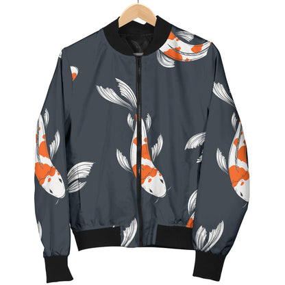 KOI Fish Pattern Print Design 04 Men Bomber Jacket