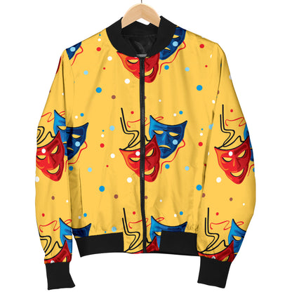 Acting Mask Pattern Print Design 02 Men Bomber Jacket