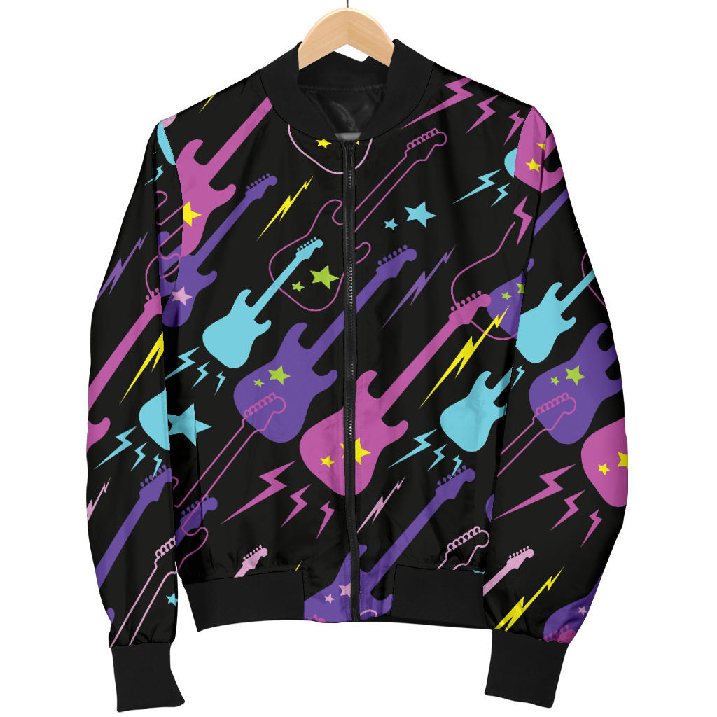Electric Guitar Pattern Print Design 02 Men Bomber Jacket
