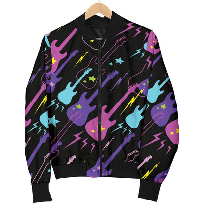 Electric Guitar Pattern Print Design 02 Men Bomber Jacket